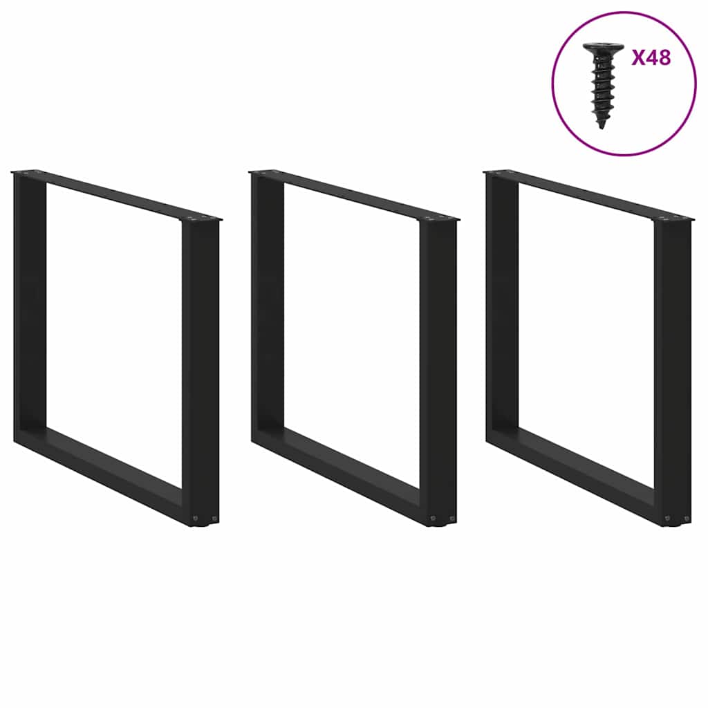 vidaXL Nogi do stołu jadalnego w kształcie litery U 3 szt. Czarne 100x(72-73) cm Stal