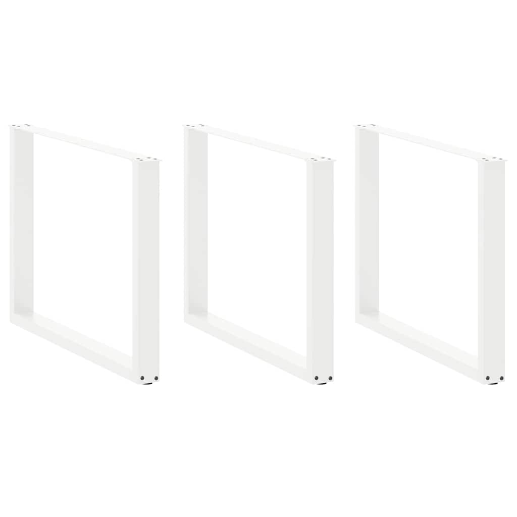 vidaXL Nogi do stołu jadalnego w kształcie litery U 3 szt. Białe 100x(72-73) cm Stal