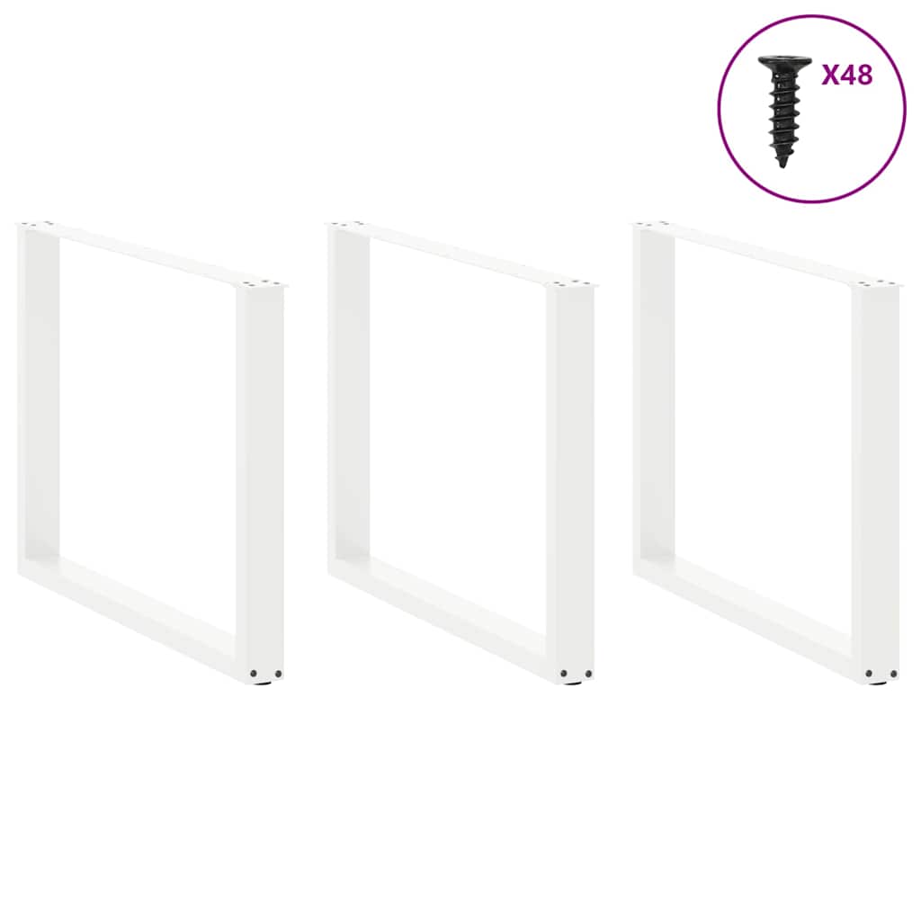 vidaXL Nogi do stołu jadalnego w kształcie litery U 3 szt. Białe 100x(72-73) cm Stal