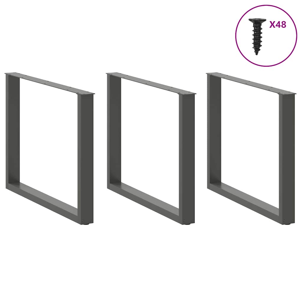 vidaXL Nogi do stołu jadalnego w kształcie litery U 3 szt. Antracyt 100x(72-73) cm Stal
