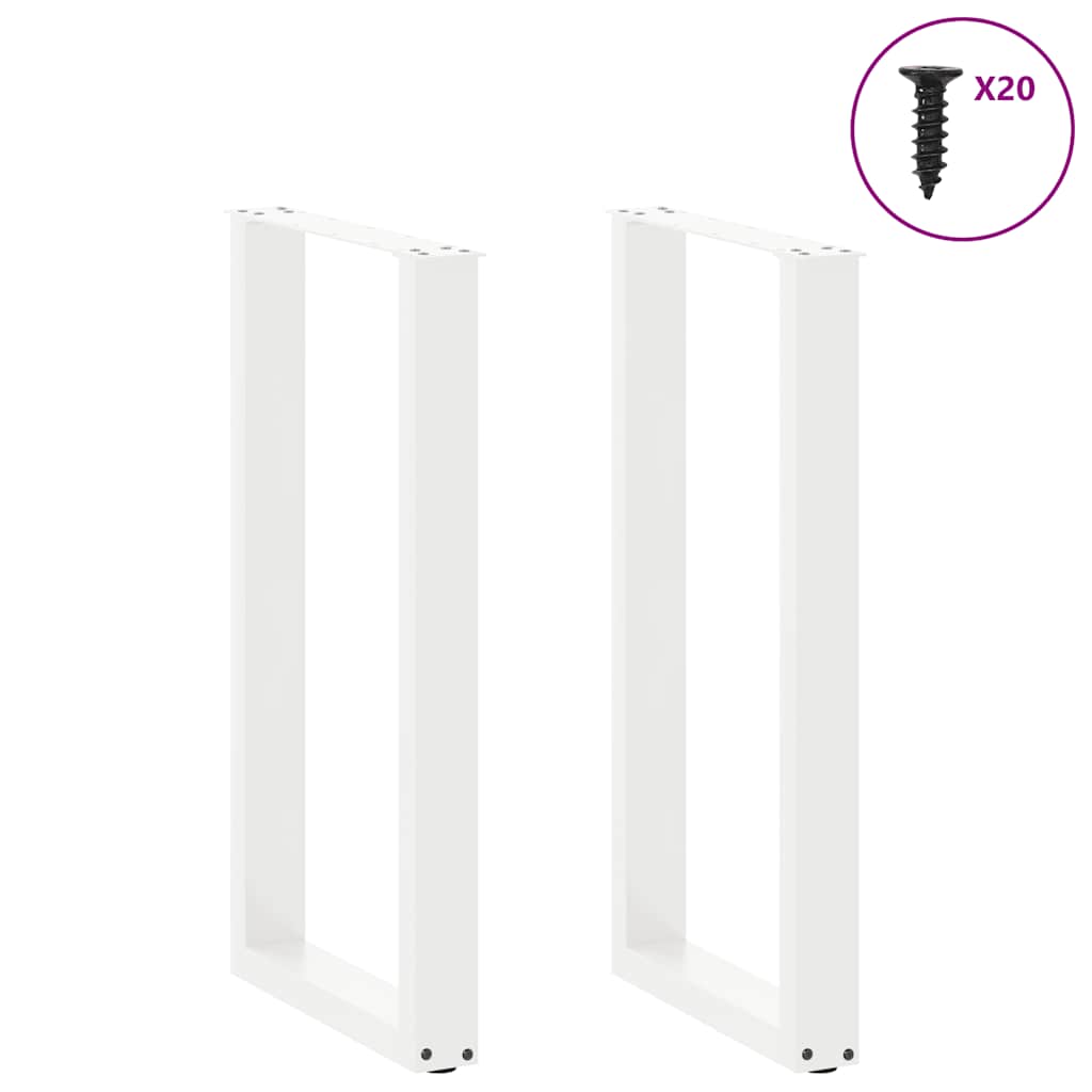 vidaXL Nogi do stołu barowego w kształcie litery U 2 szt. Białe 40x(90-91) cm Stal