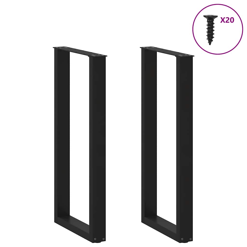vidaXL Nogi do stołu barowego w kształcie litery U 2 szt. Czarne 40x(100-101) cm Stal