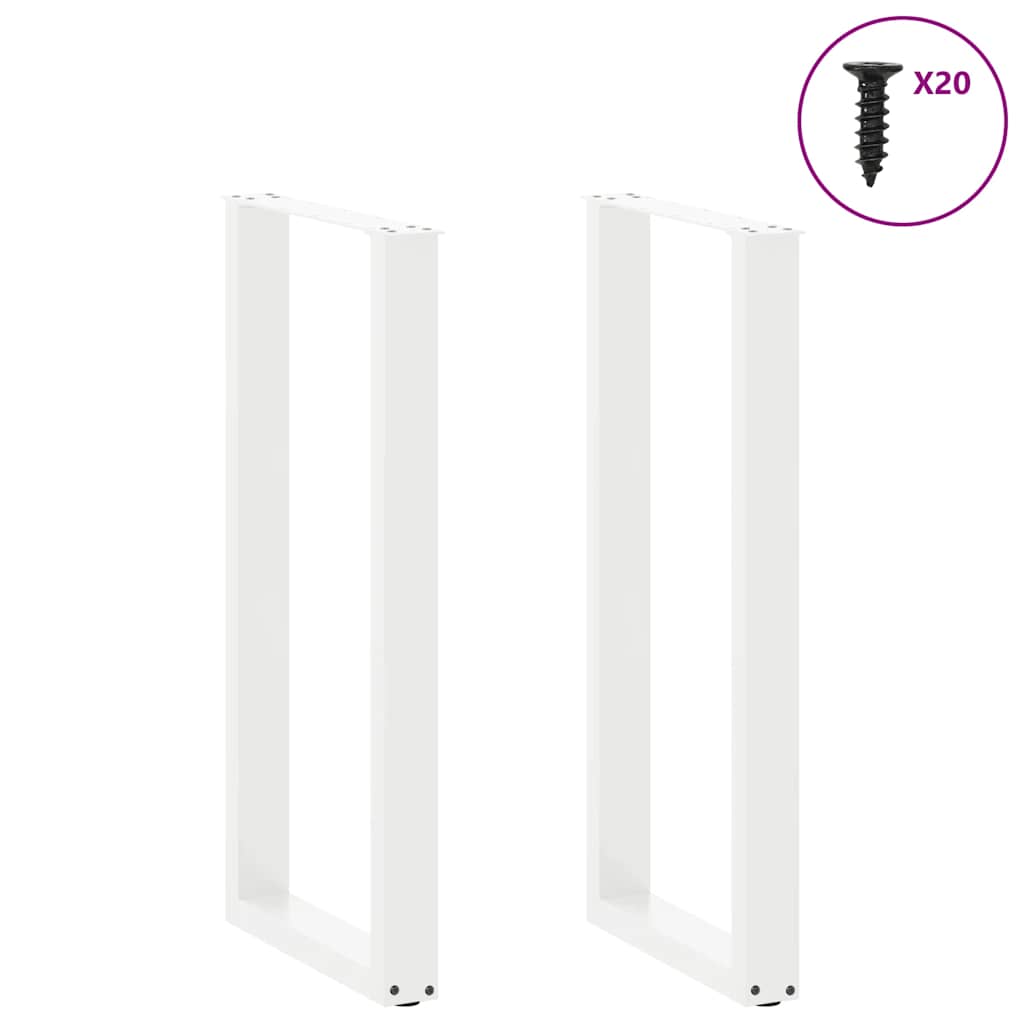 vidaXL Nogi do stołu barowego w kształcie litery U 2 szt. Białe 40x(100-101) cm Stal