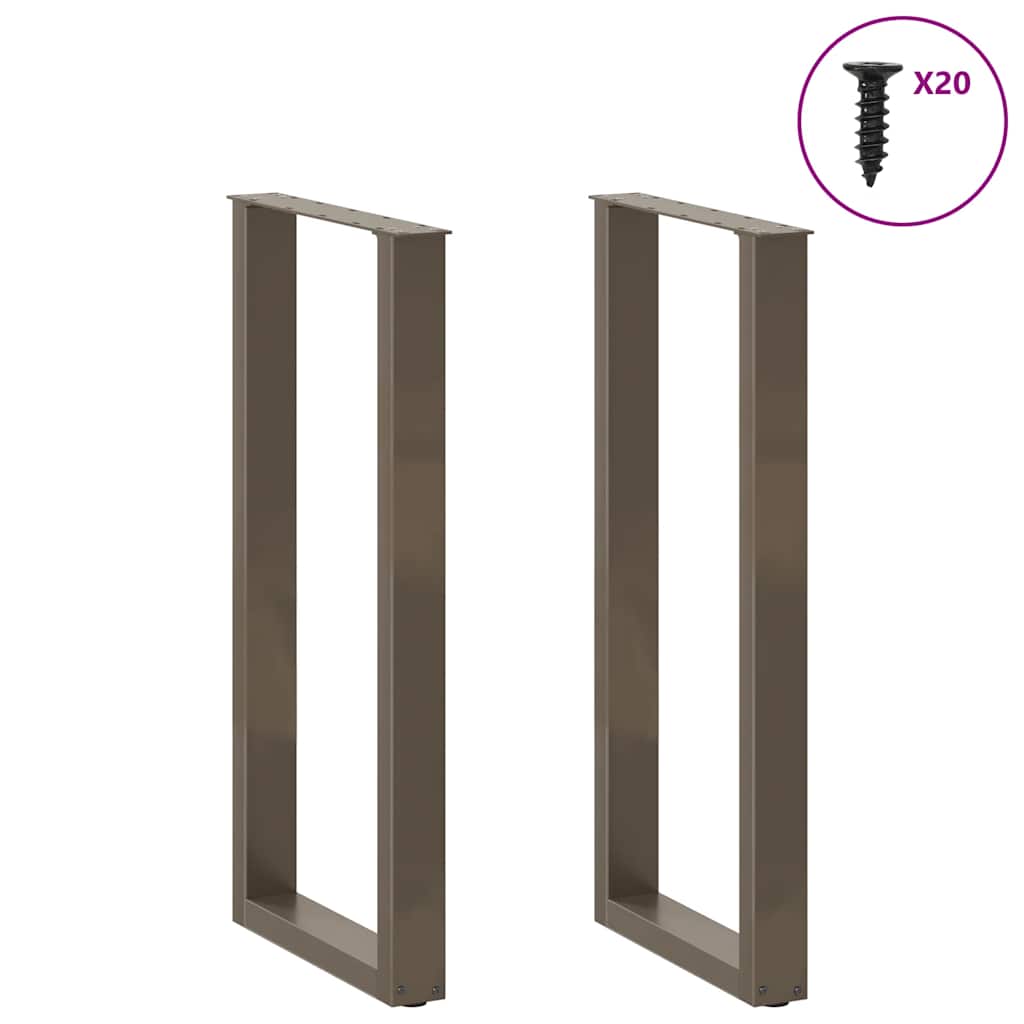 vidaXL Nogi do stołu barowego w kształcie litery U 2 szt. Naturalna stal 40x(100-101) cm Stal