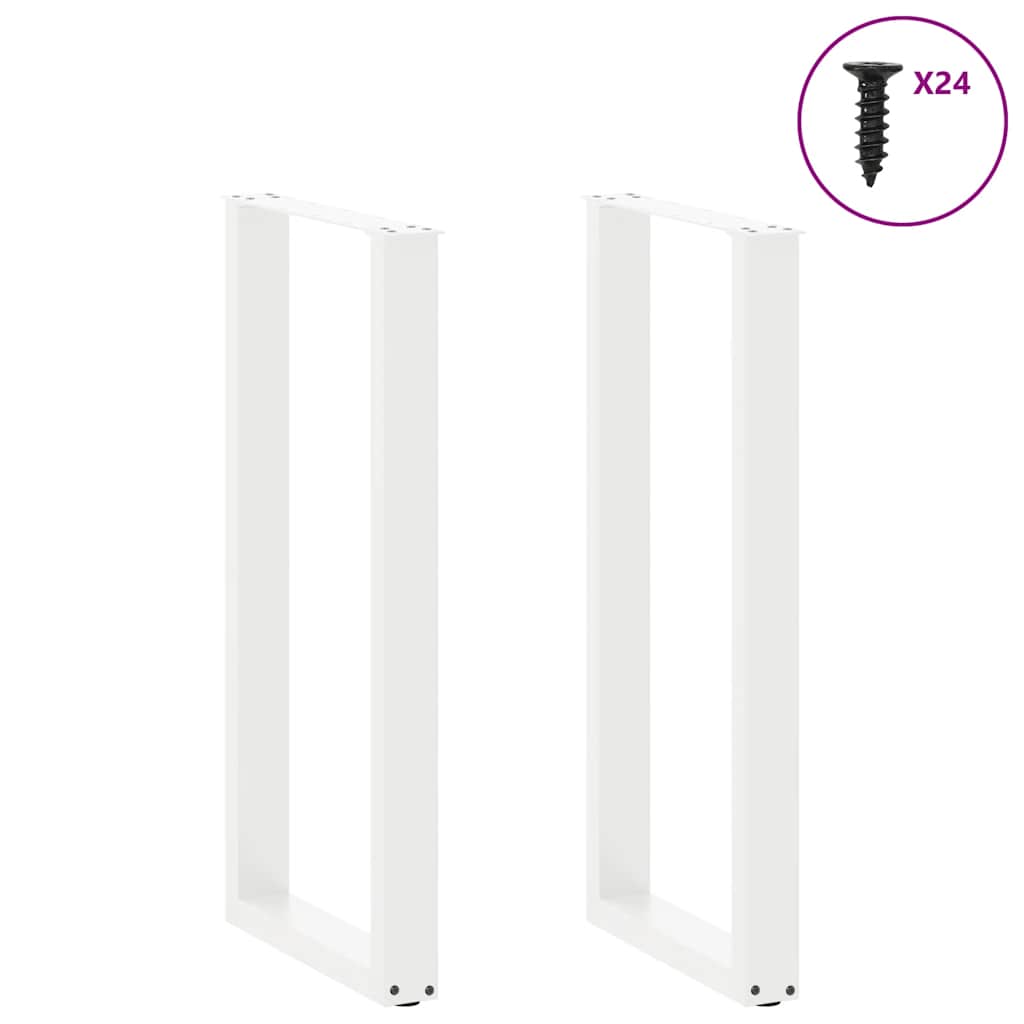 vidaXL Nogi do stołu barowego w kształcie litery U 2 szt. Białe 50x(100-101) cm Stal