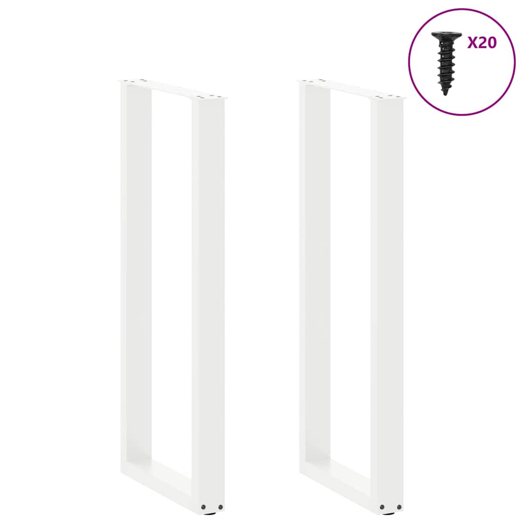 vidaXL Nogi do stołu barowego w kształcie litery U 2 szt. Białe 40x(110-111) cm Stal