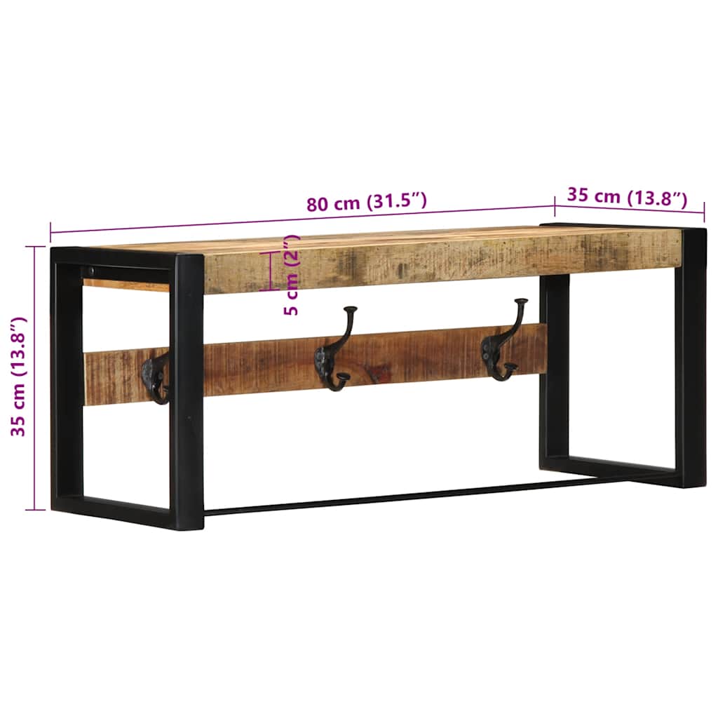 vidaXL Wieszak na ubrania 80x35x35 cm lite drewno surowe mango