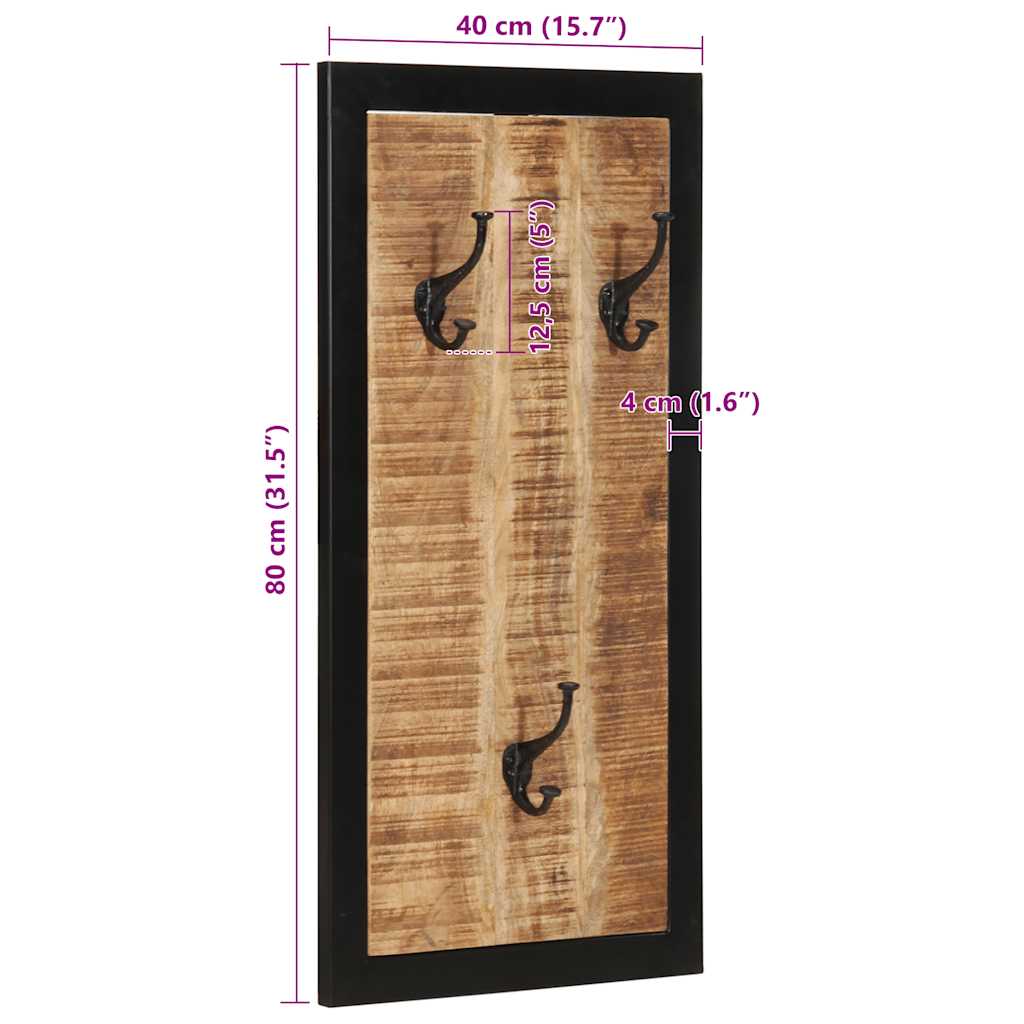 vidaXL Wieszak na ubrania 40x2x80 cm lite drewno surowe mango