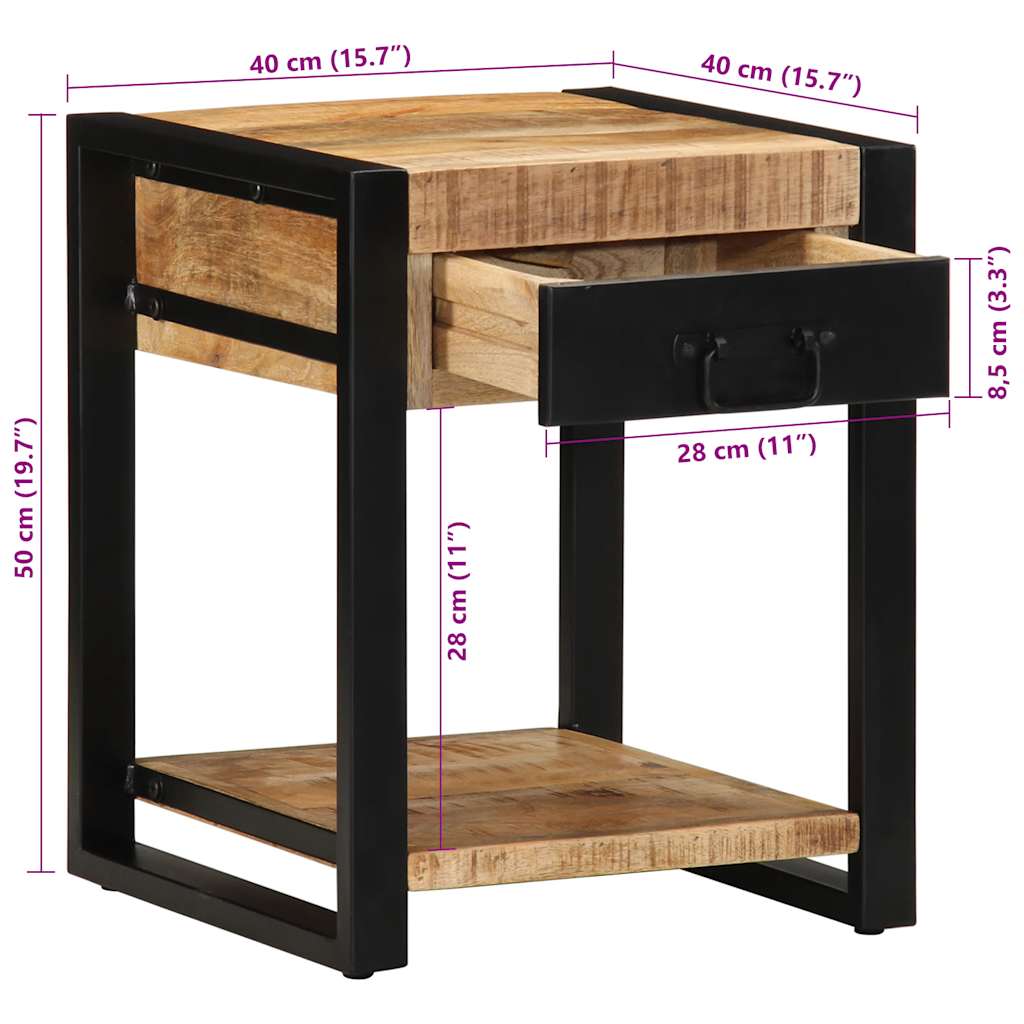 vidaXL Stolik pomocniczy 40x40x50 cm lite drewno surowe mango