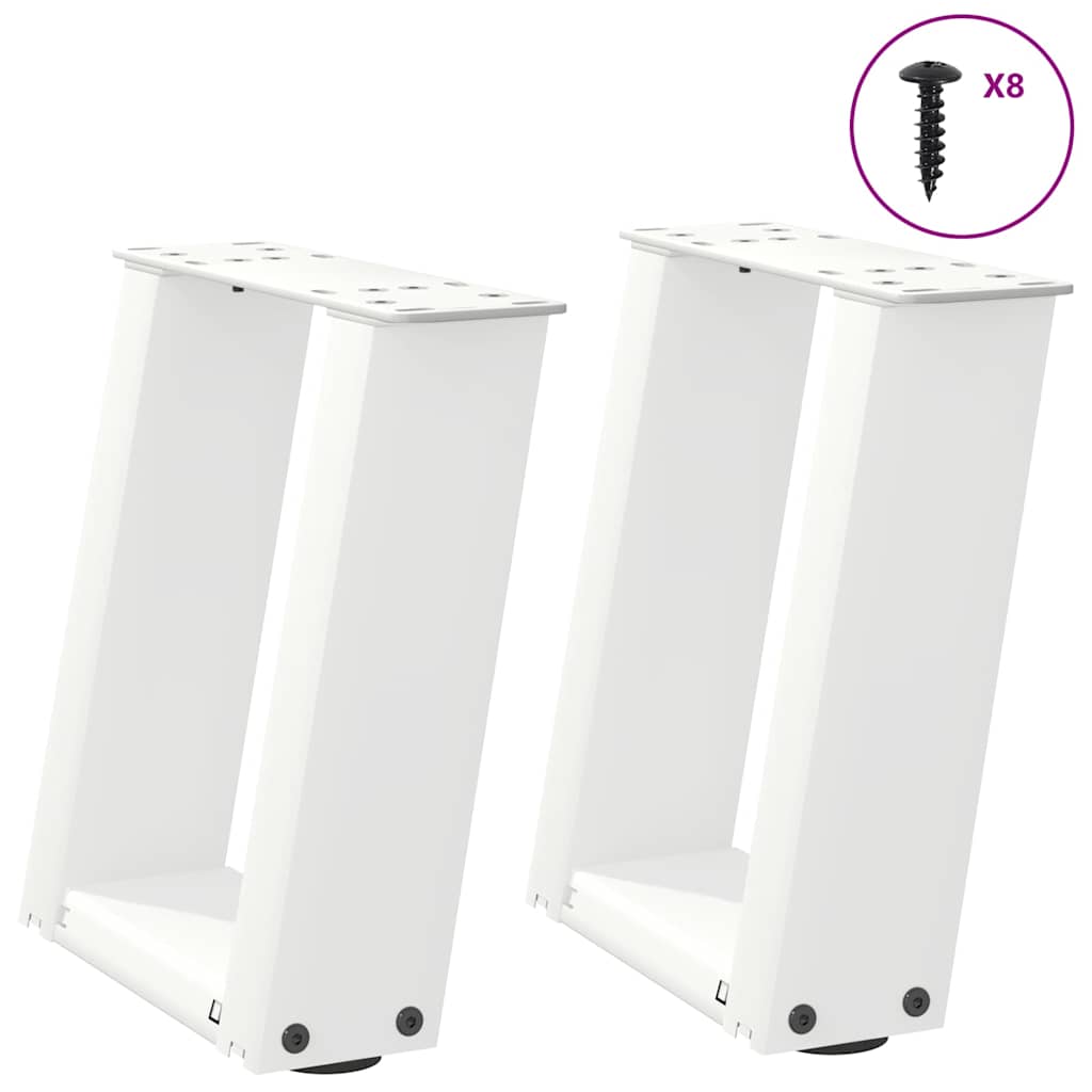 vidaXL Nogi do stolika kawowego w kształcie litery U 2 szt. Białe 30x(30-31) cm Stal