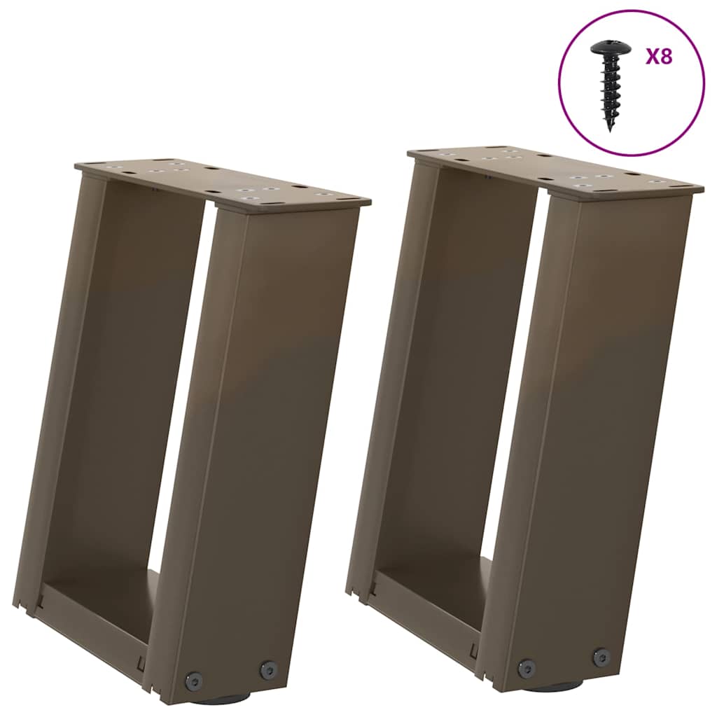 vidaXL Nogi do stolika kawowego w kształcie litery U 2 szt. Naturalna stal 30x(30-31) cm Stal