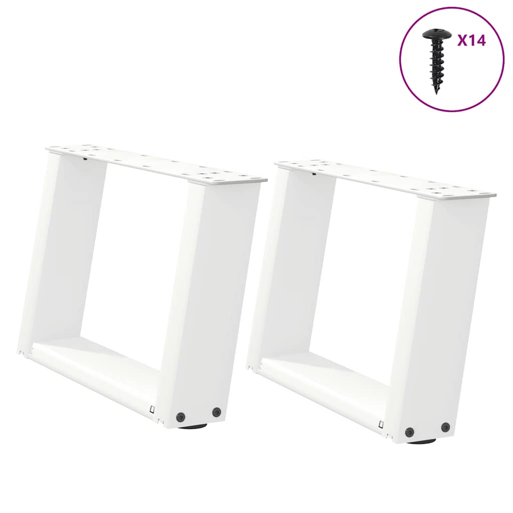vidaXL Nogi do stolika kawowego w kształcie litery U 2 szt. Białe 50x(30-31) cm Stal