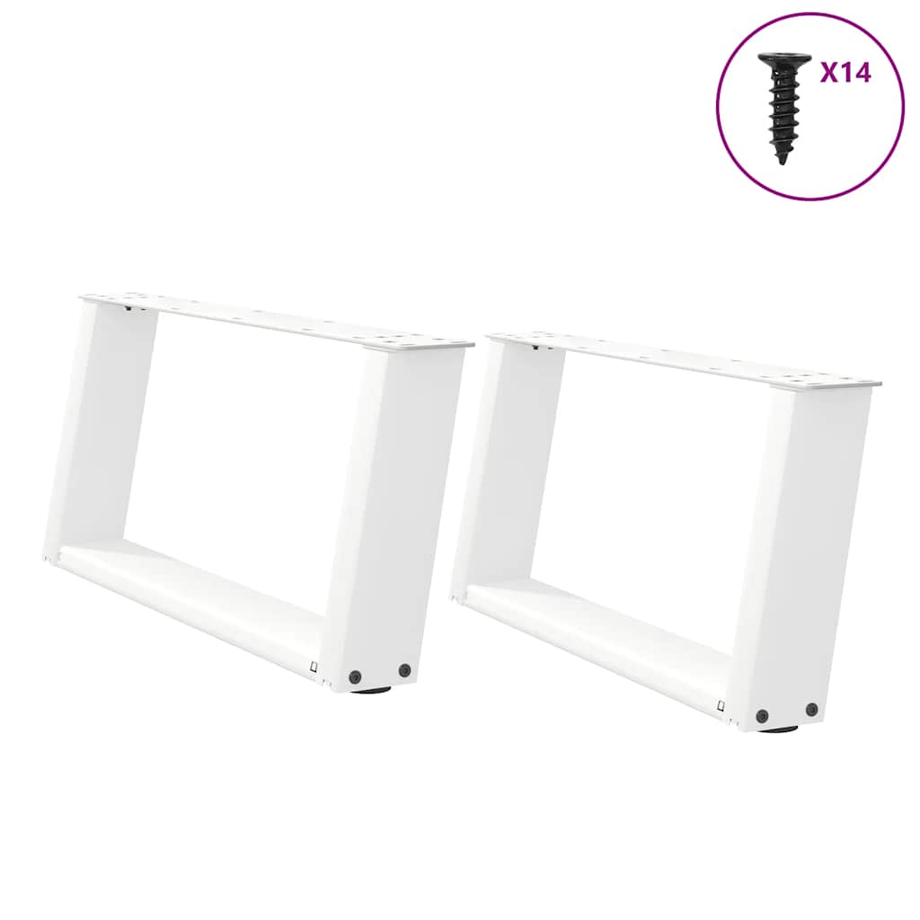 vidaXL Nogi do stolika kawowego w kształcie litery U 2 szt. Białe 60x(30-31) cm Stal