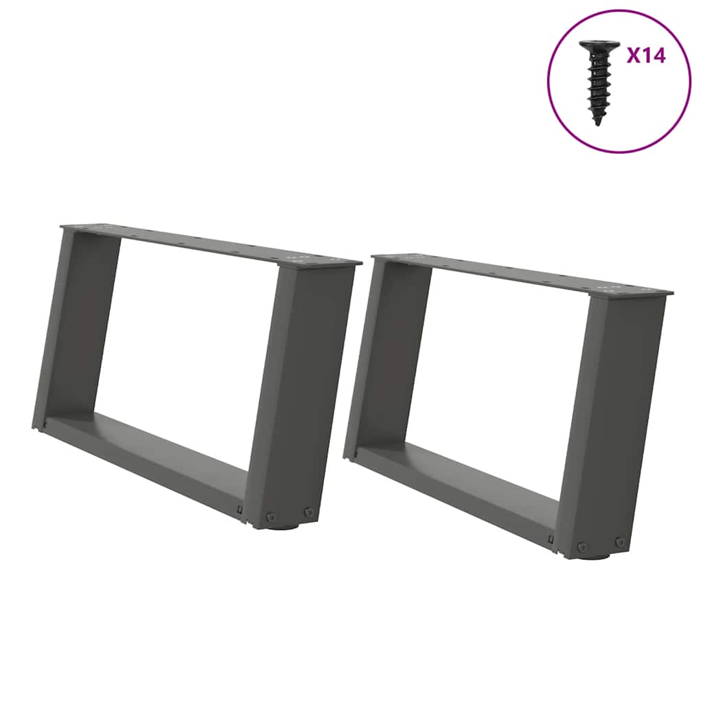 vidaXL Nogi do stolika kawowego w kształcie litery U 2 szt. Antracyt 60x(30-31) cm Stal