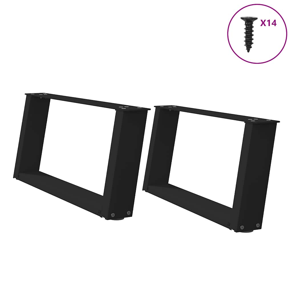 vidaXL Nogi do stolika kawowego w kształcie litery U 2 szt. Czarne 70x(30-31) cm Stal