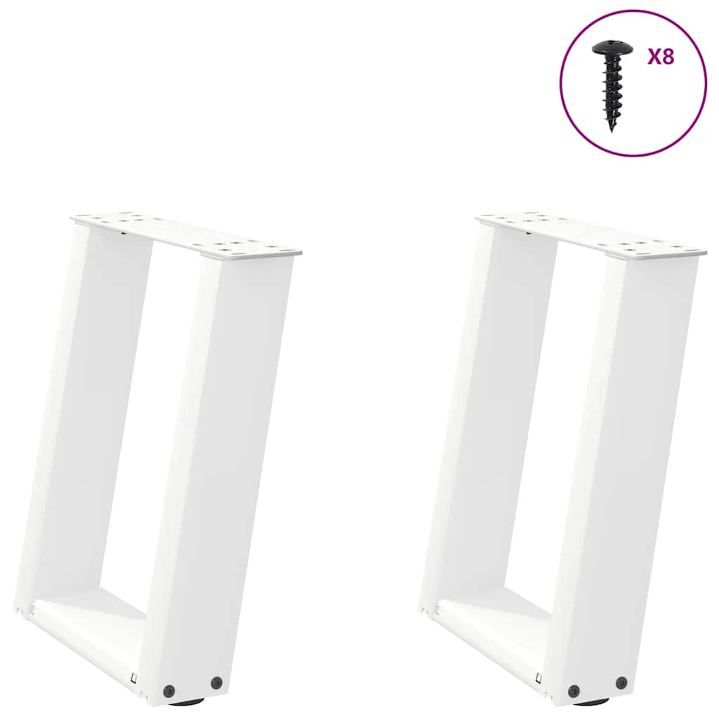 vidaXL Nogi do stolika kawowego w kształcie litery U 2 szt. Białe 28x(42-43) cm Stal