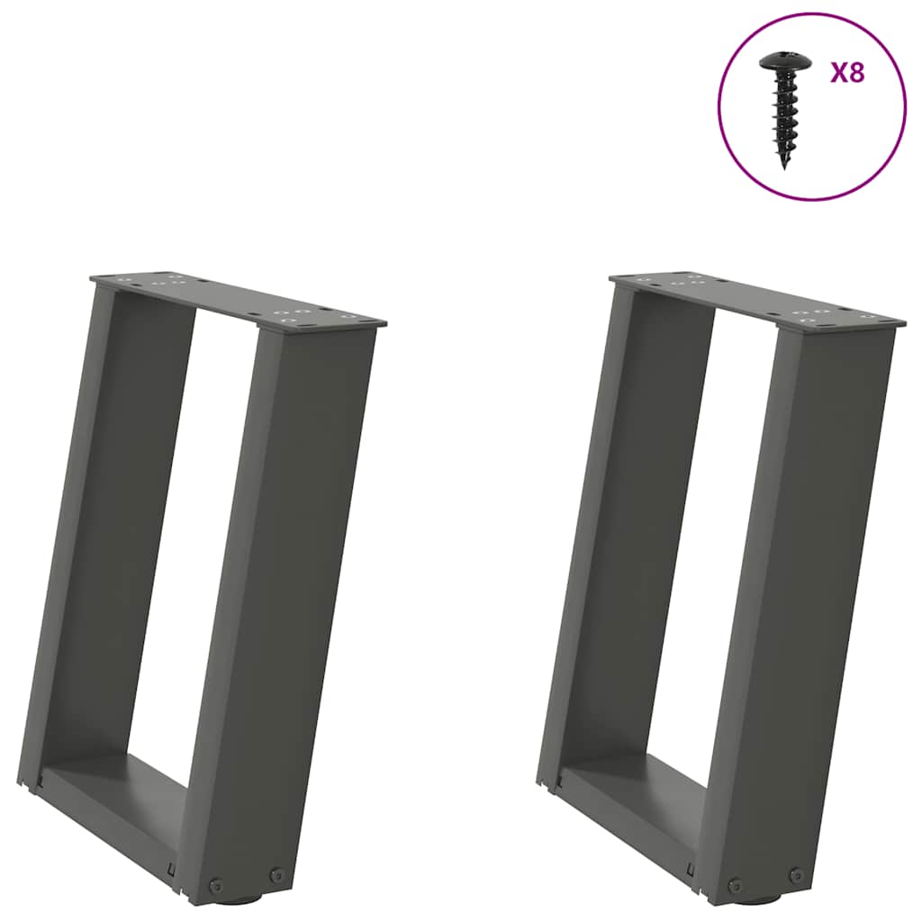 vidaXL Nogi do stolika kawowego w kształcie litery U 2 szt. Antracyt 28x(42-43) cm Stal