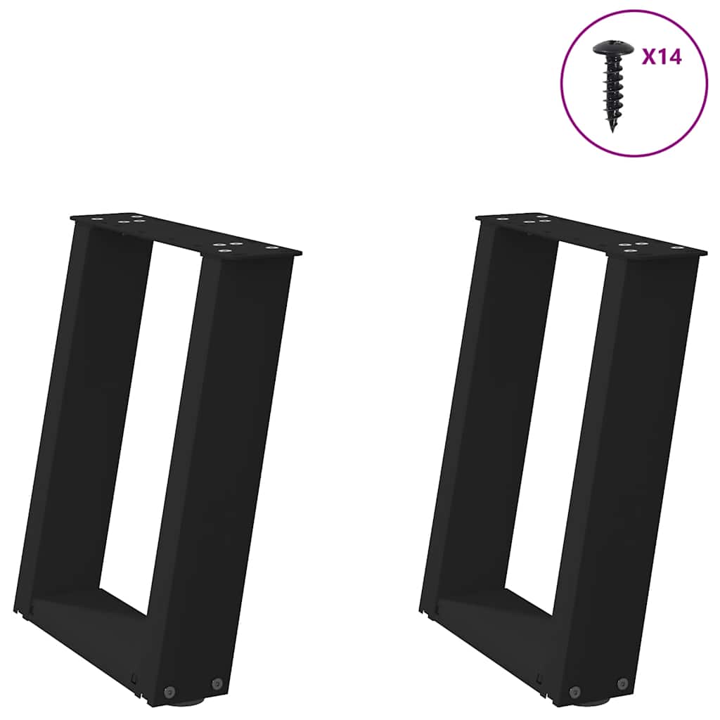 vidaXL Nogi do stolika kawowego w kształcie litery U 2 szt. Czarne 38x(42-43) cm Stal
