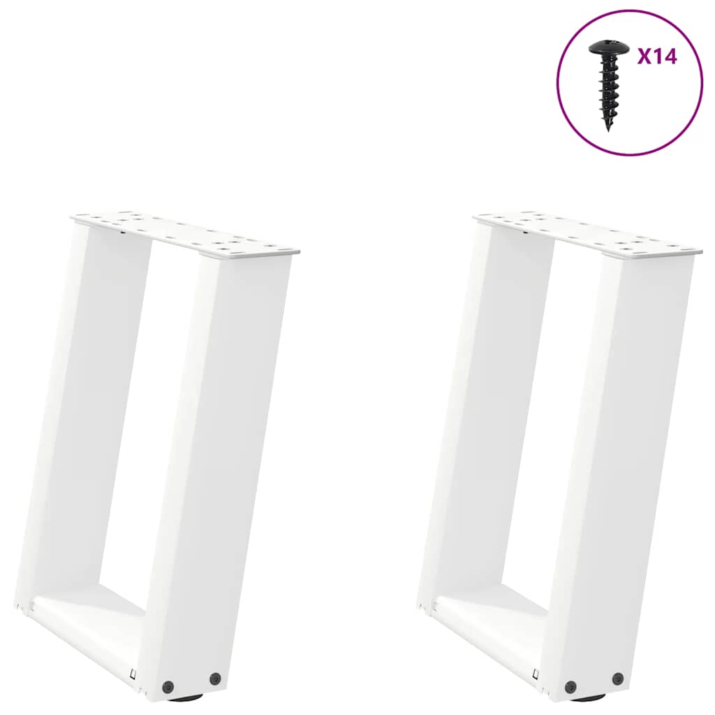 vidaXL Nogi do stolika kawowego w kształcie litery U 2 szt. Białe 38x(42-43) cm Stal