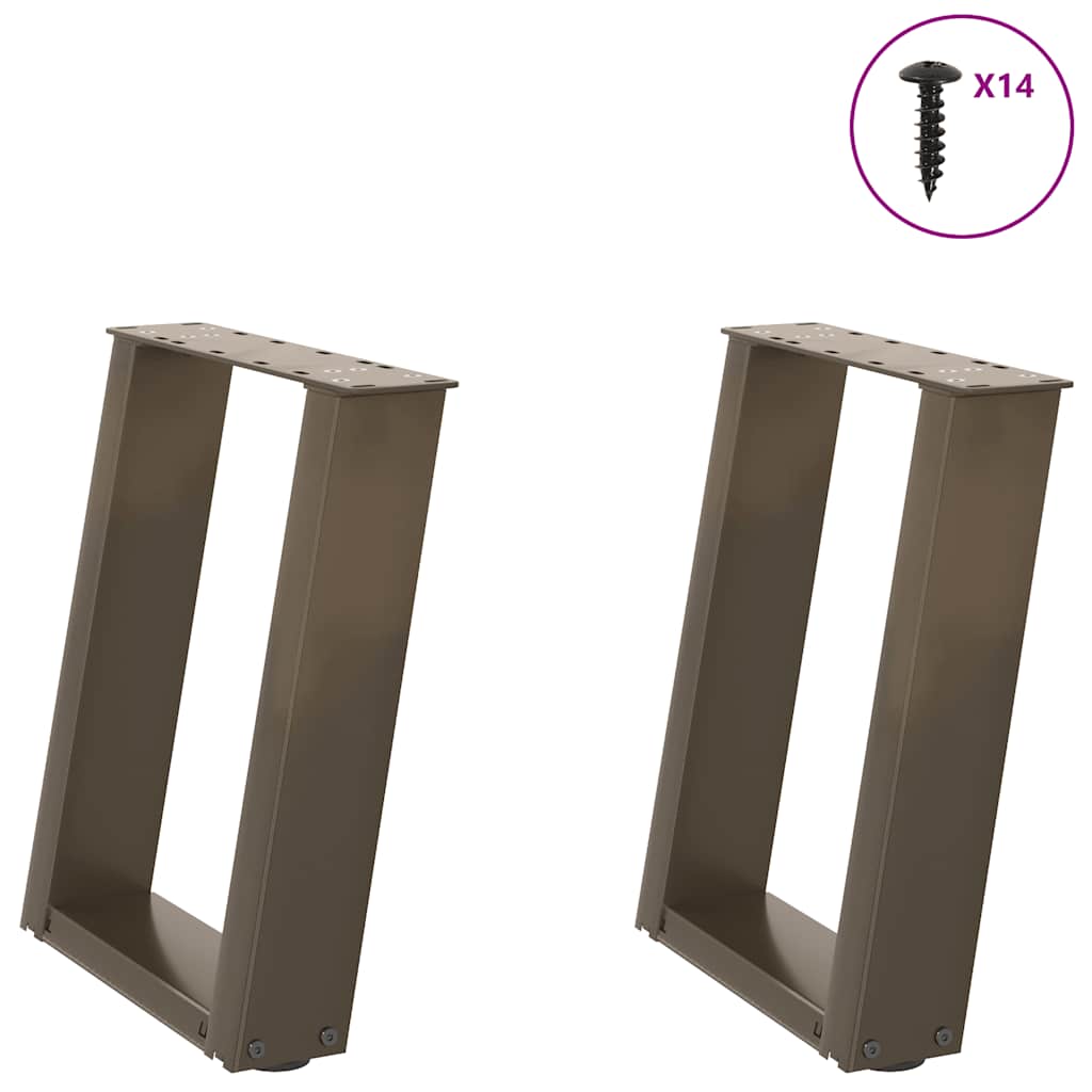 vidaXL Nogi do stolika kawowego w kształcie litery U 2 szt. Naturalna stal 38x(42-43) cm Stal