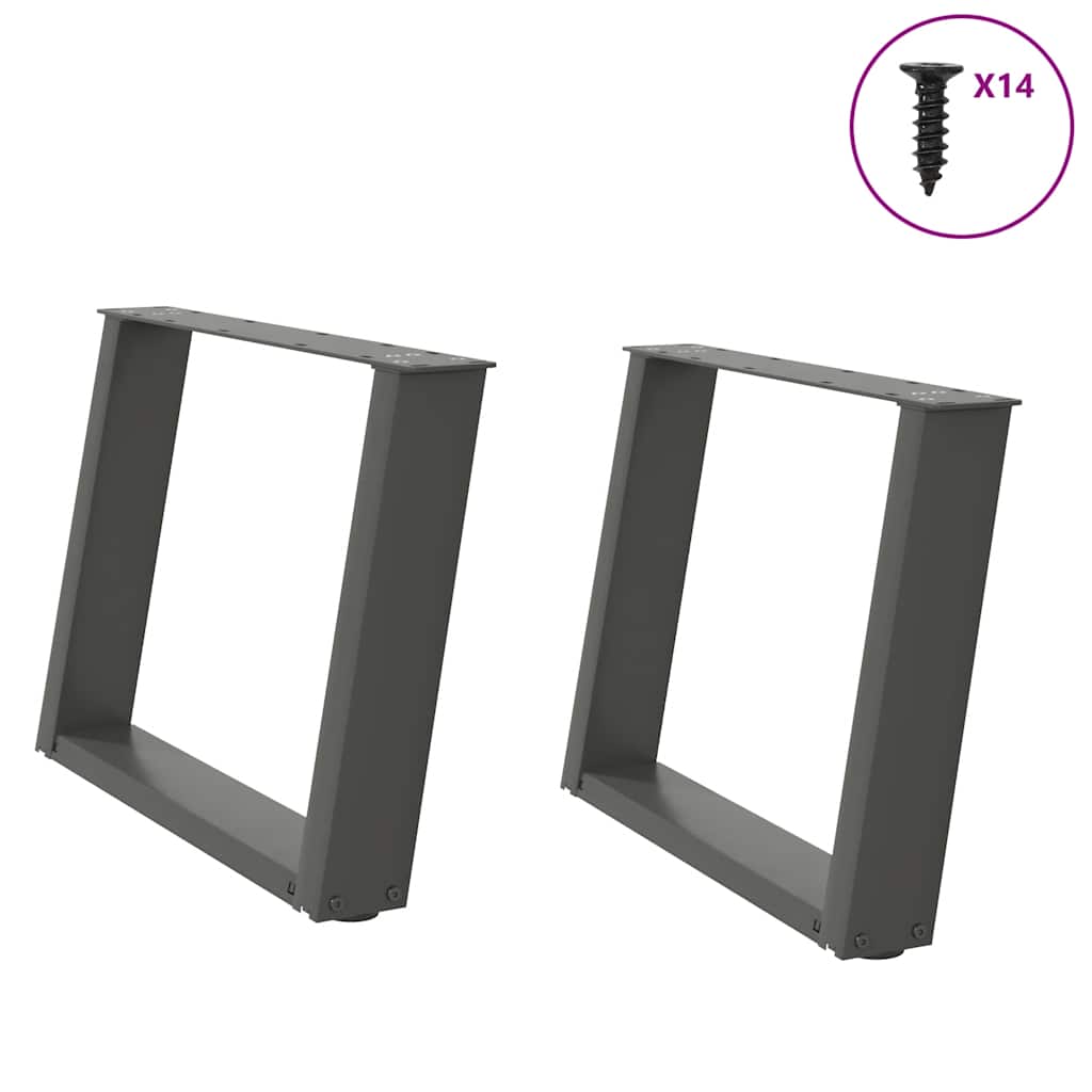 vidaXL Nogi do stolika kawowego w kształcie litery U 2 szt. Antracyt 60x(42-43) cm Stal