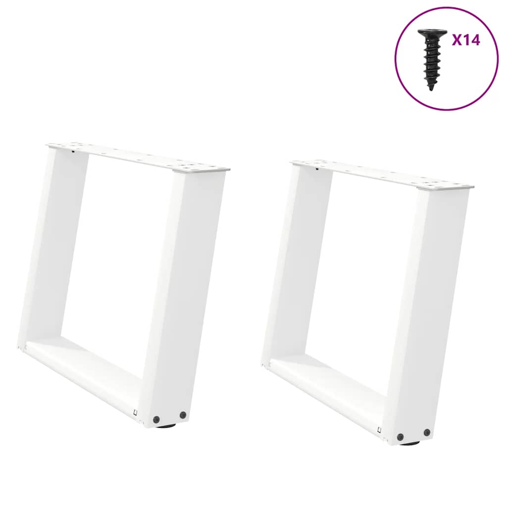 vidaXL Nogi do stolika kawowego w kształcie litery U 2 szt. Białe 70x(42-43) cm Stal