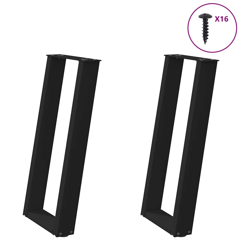 vidaXL Nogi do stołu konsolowego w kształcie litery U 2 szt. Czarne 38x(72-73) cm Stal