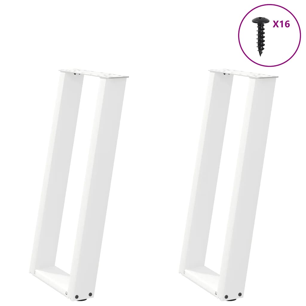 vidaXL Nogi do stołu konsolowego w kształcie litery U 2 szt. Białe 38x(72-73) cm Stal