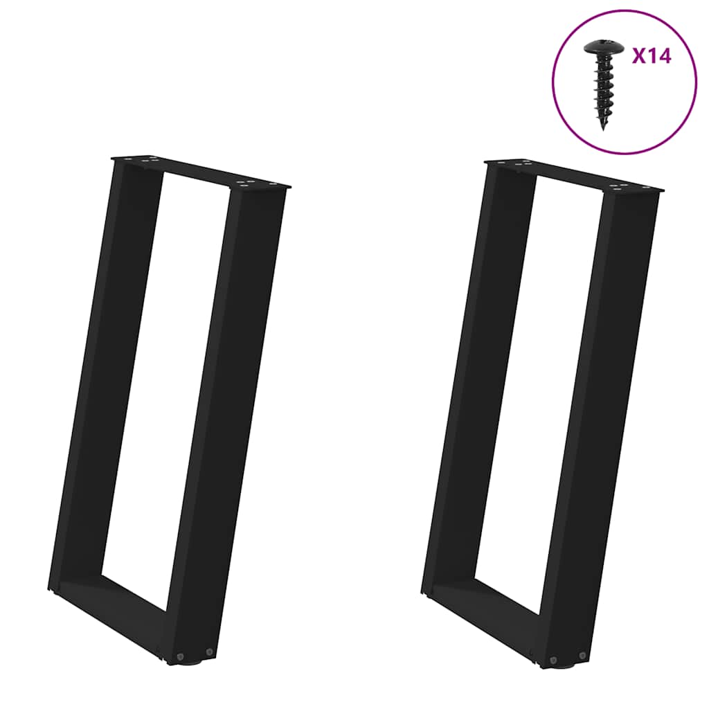 vidaXL Nogi do stołu jadalnego w kształcie litery U 2 szt. Czarne 50x(72-73) cm Stal