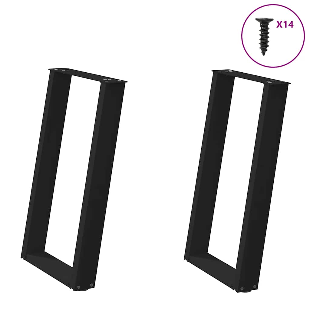 vidaXL Nogi do stołu jadalnego w kształcie litery U 2 szt. Czarne 60x(72-73) cm Stal