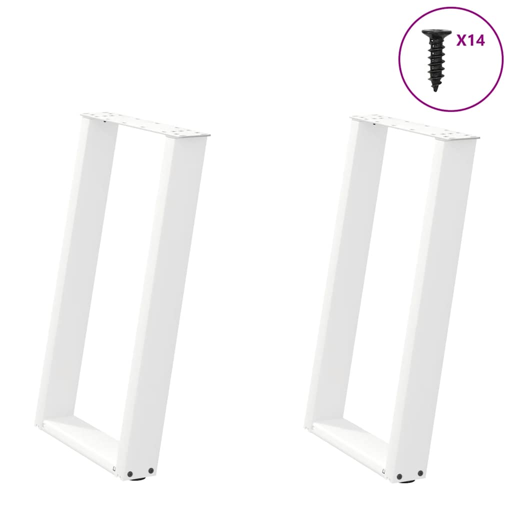 vidaXL Nogi do stołu jadalnego w kształcie litery U 2 szt. Białe 60x(72-73) cm Stal