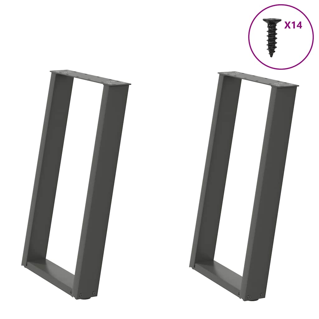 vidaXL Nogi do stołu jadalnego w kształcie litery U 2 szt. Antracyt 60x(72-73) cm Stal