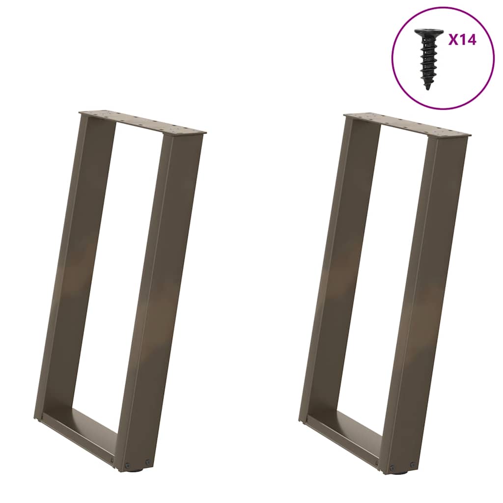 vidaXL Nogi do stołu jadalnego w kształcie litery U 2 szt. Naturalna stal 60x(72-73) cm Stal