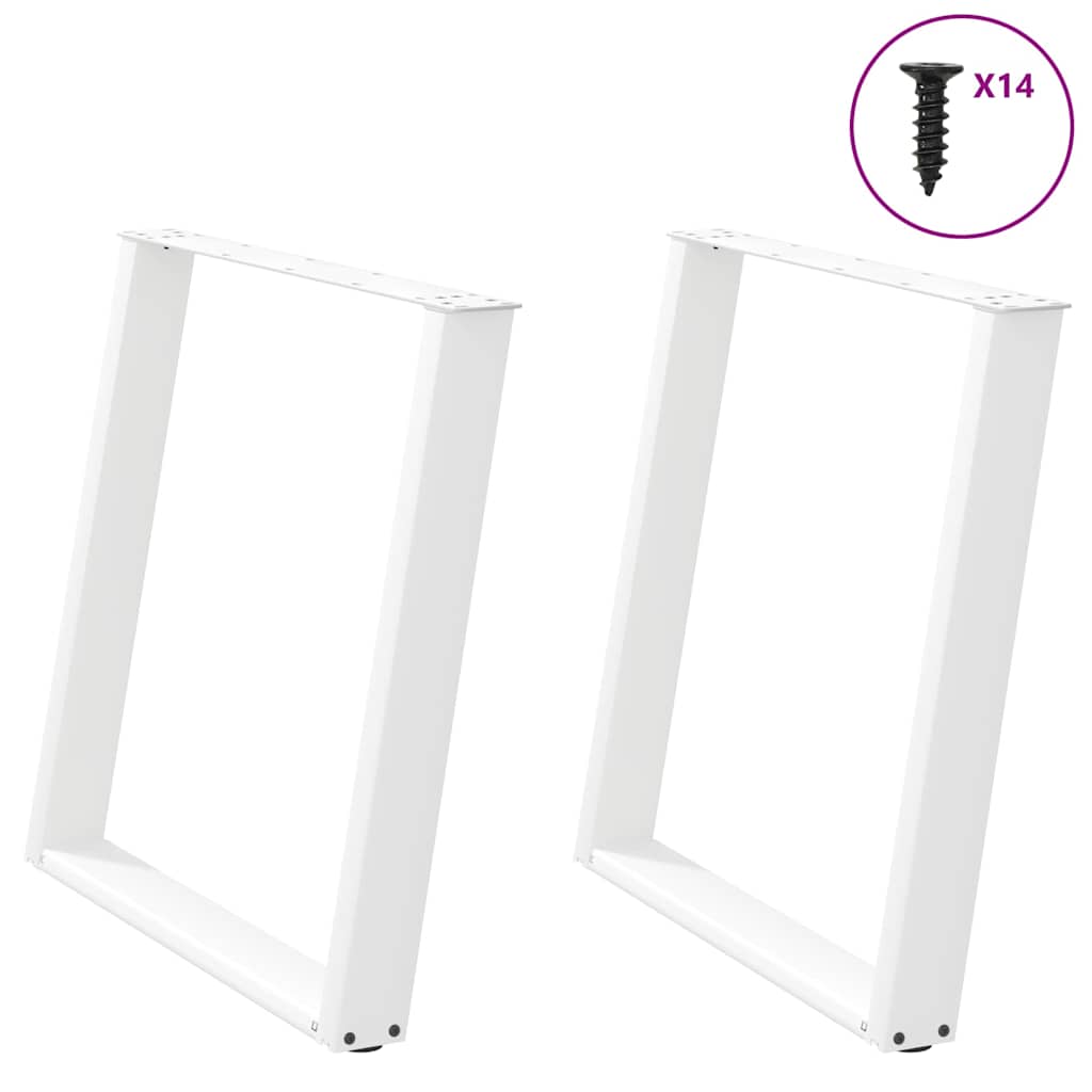 vidaXL Nogi do stołu jadalnego w kształcie litery U 2 szt. Białe 70x(72-73) cm Stal