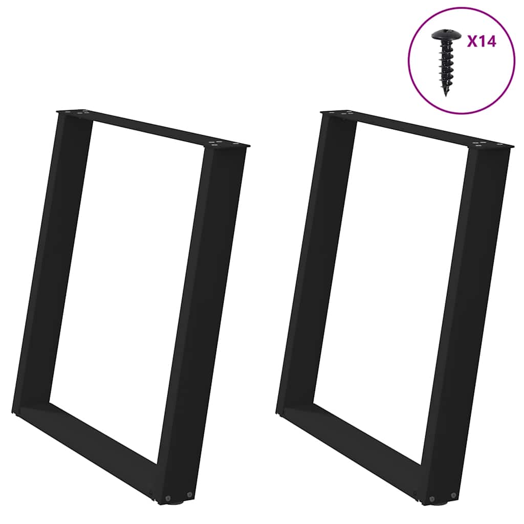 vidaXL Nogi do stołu jadalnego w kształcie litery U 2 szt. Czarne 80x(72-73) cm Stal