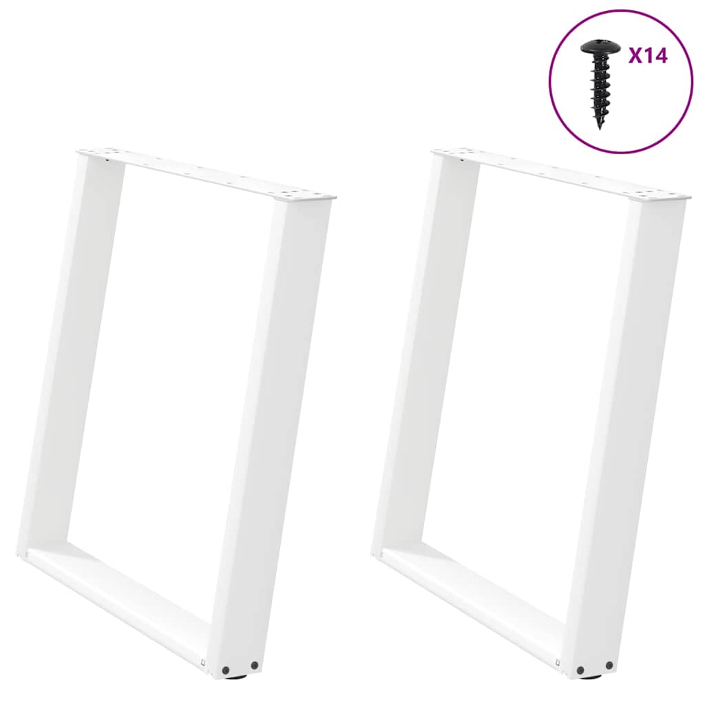 vidaXL Nogi do stołu jadalnego w kształcie litery U 2 szt. Białe 80x(72-73) cm Stal