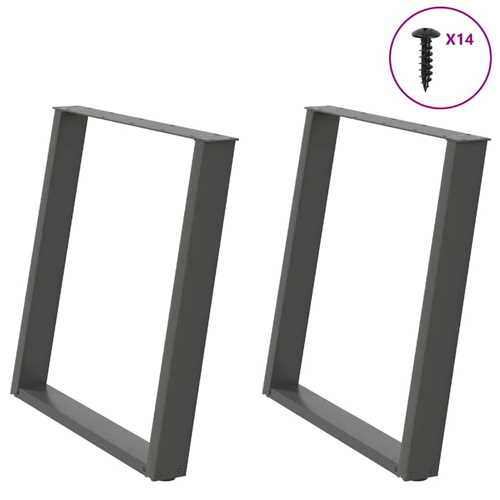 vidaXL Nogi do stołu jadalnego w kształcie litery U 2 szt. Antracyt 80x(72-73) cm Stal