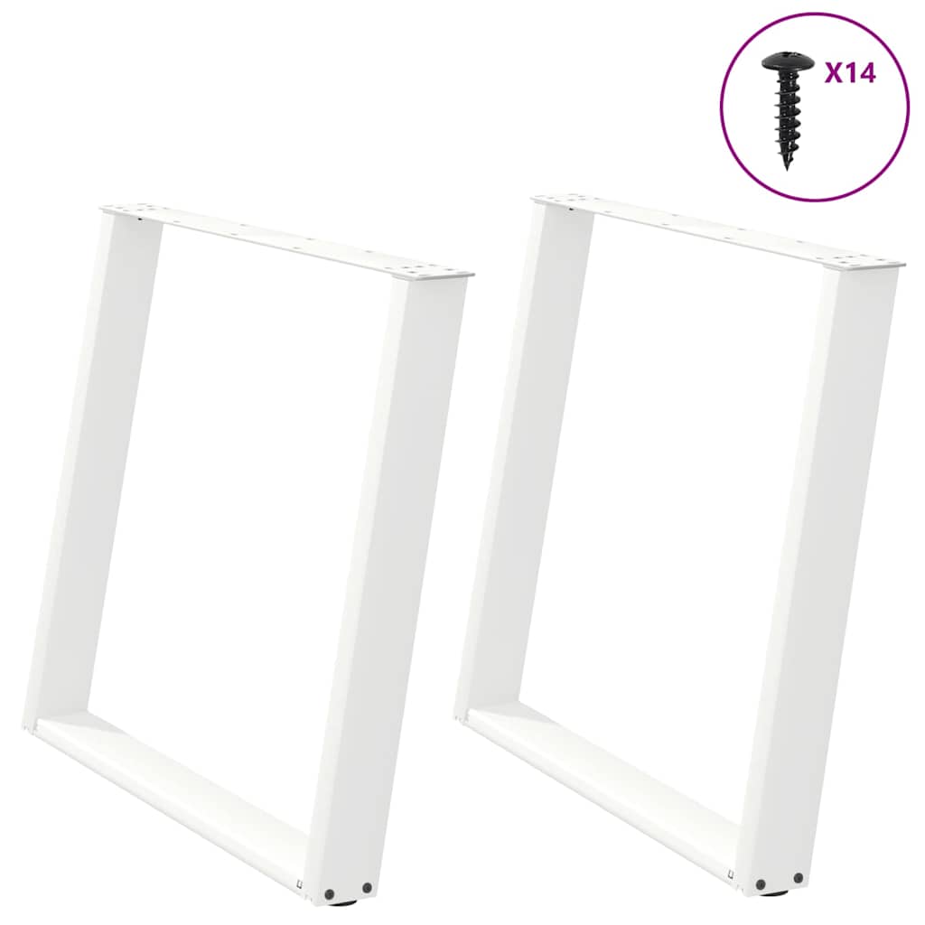 vidaXL Nogi do stołu jadalnego w kształcie litery U 2 szt. Białe 90x(72-73) cm Stal