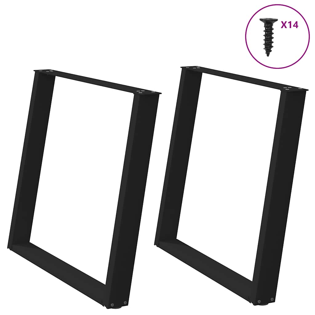 vidaXL Nogi do stołu jadalnego w kształcie litery U 2 szt. Czarne 100x(72-73) cm Stal