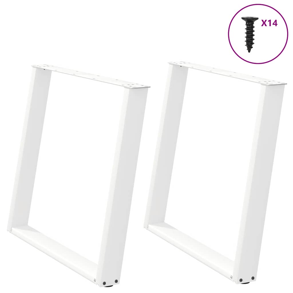 vidaXL Nogi do stołu jadalnego w kształcie litery U 2 szt. Białe 100x(72-73) cm Stal