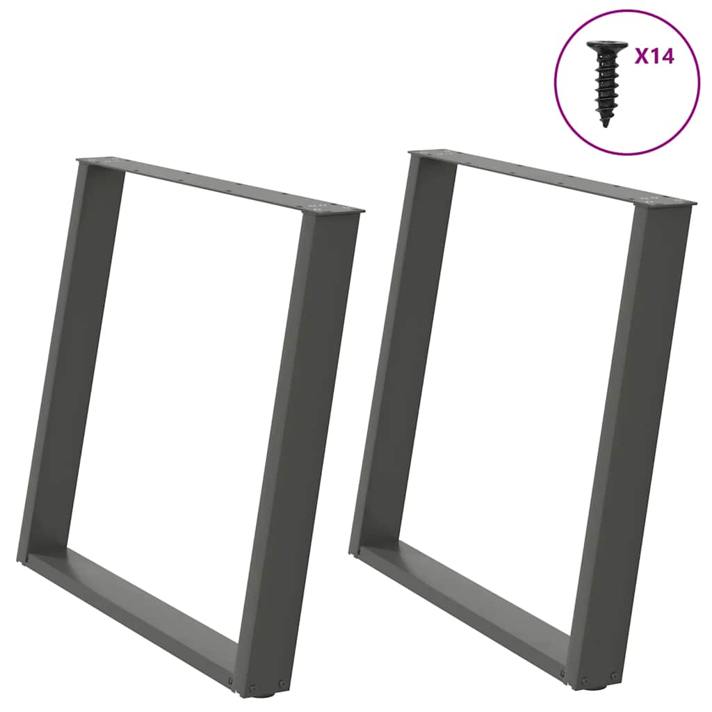 vidaXL Nogi do stołu jadalnego w kształcie litery U 2 szt. Antracyt 100x(72-73) cm Stal