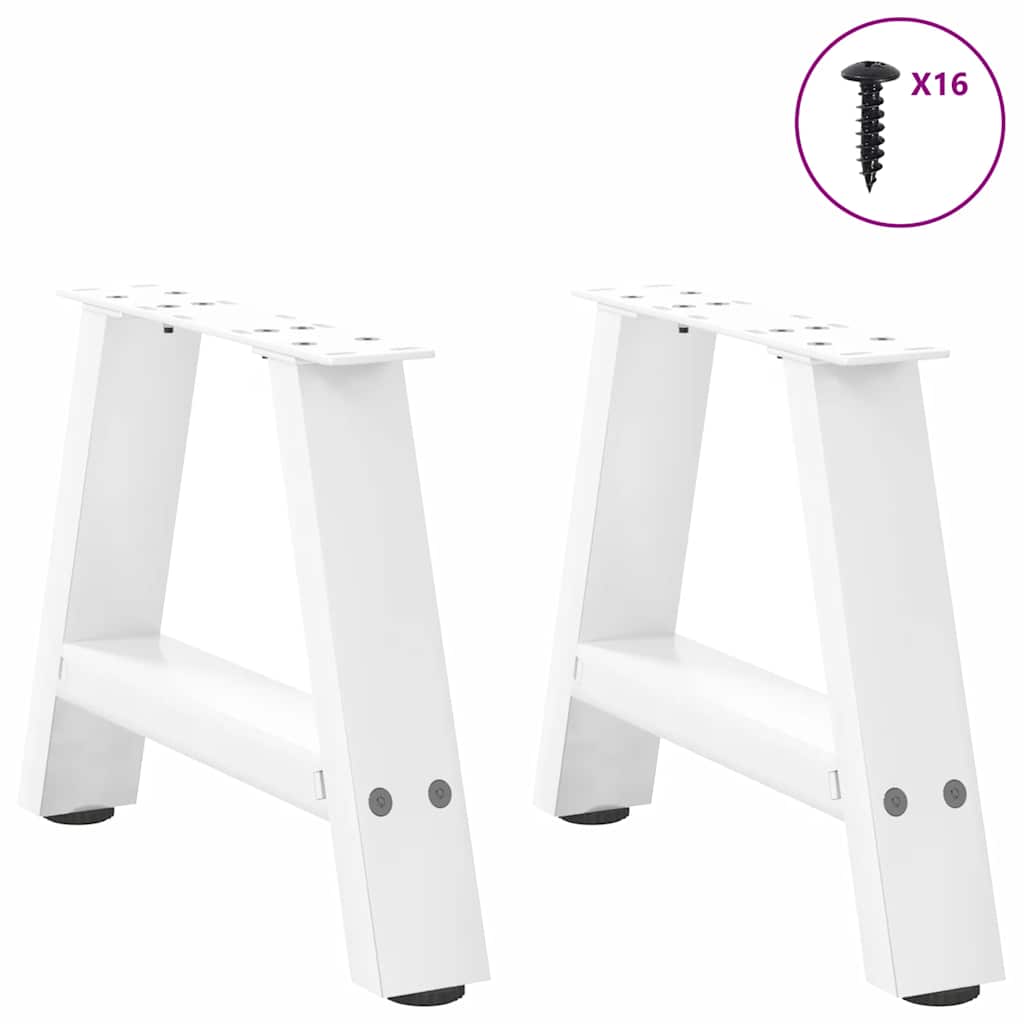 vidaXL Nogi do stolika kawowego w kształcie litery A 2 szt. Białe 30x(30-31) cm Stal