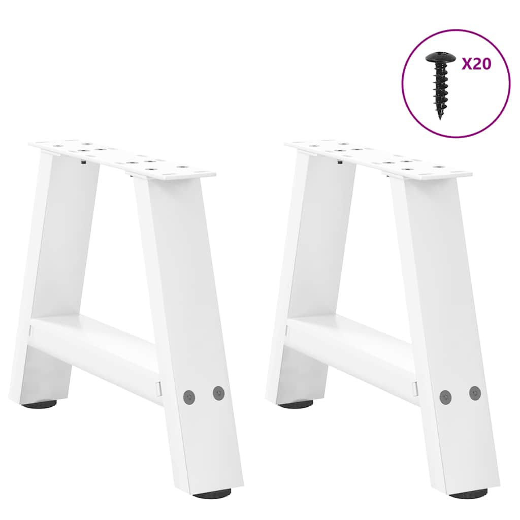 vidaXL Nogi do stolika kawowego w kształcie litery A 2 szt. Białe 40x(30-31) cm Stal