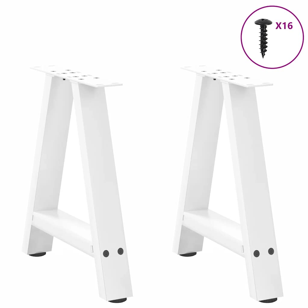 vidaXL Nogi do stolika kawowego w kształcie litery A 2 szt. Białe 38x(42-43) cm Stal