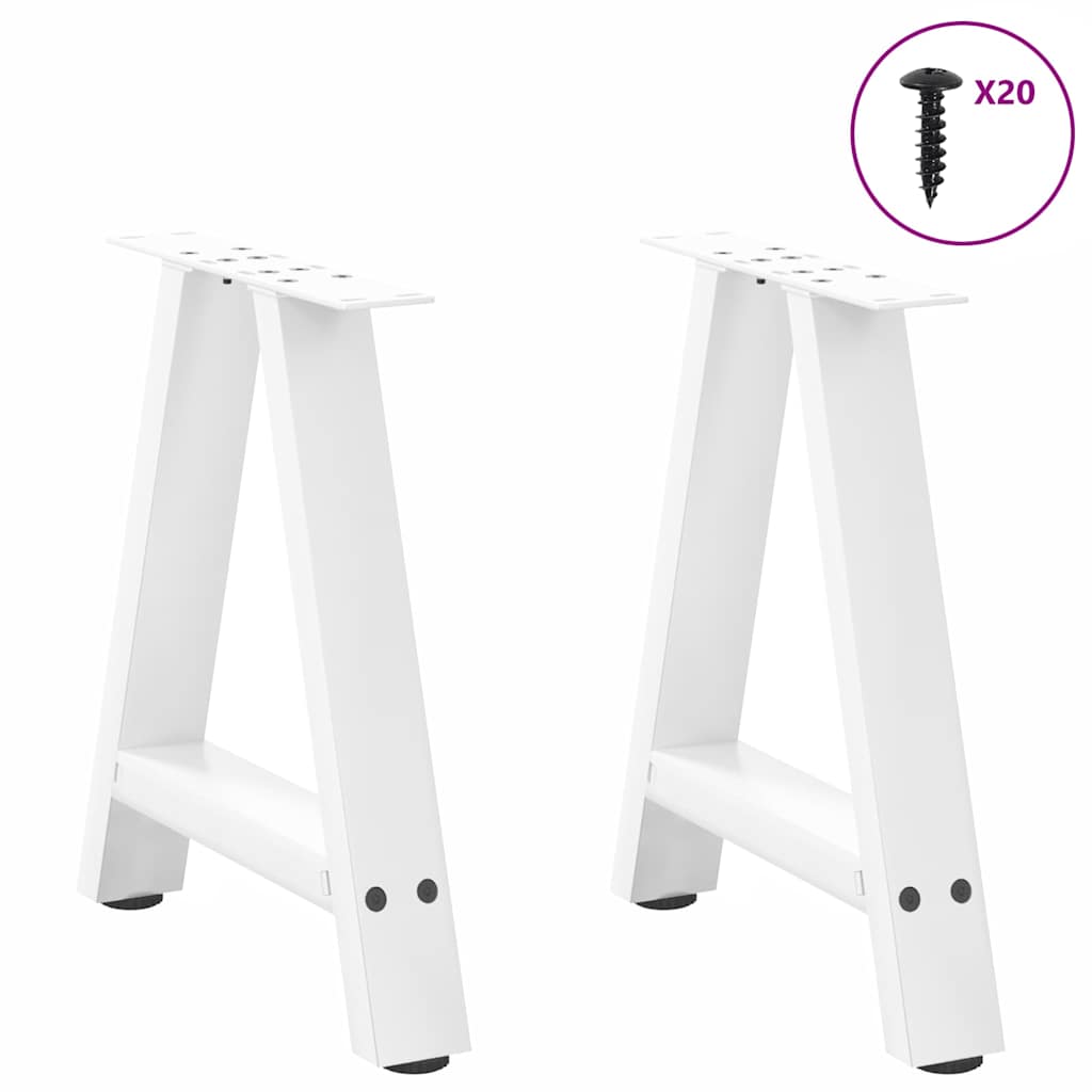 vidaXL Nogi do stolika kawowego w kształcie litery A 2 szt. Białe 50x(42-43) cm Stal