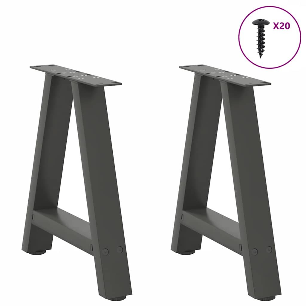 vidaXL Nogi do stolika kawowego w kształcie litery A 2 szt. Antracyt 50x(42-43) cm Stal