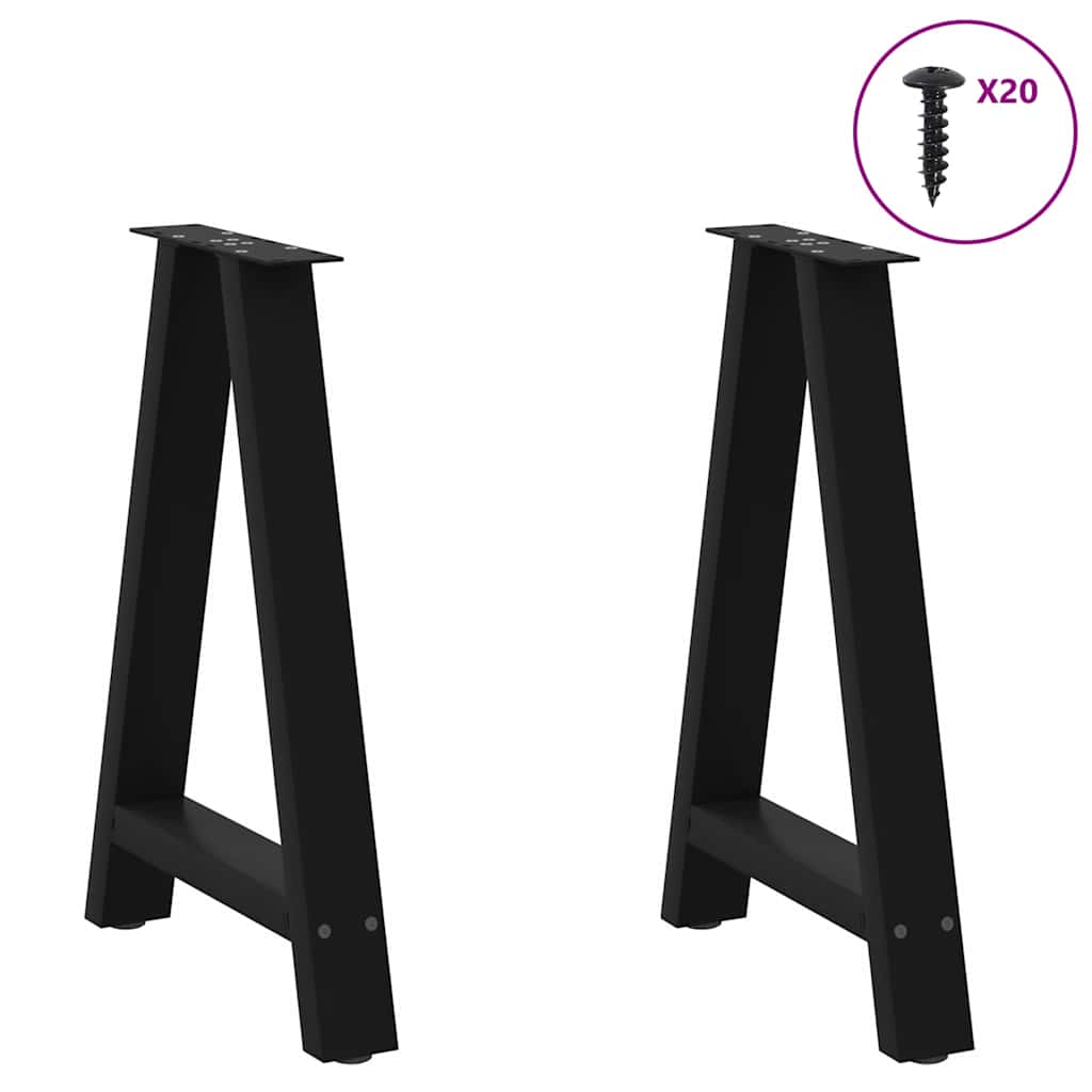 vidaXL Nogi do stołu jadalnego w kształcie litery A 2 szt. Czarne 60x(72-73) cm Stal