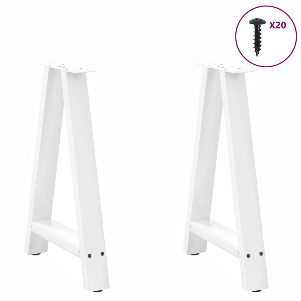 vidaXL Nogi do stołu jadalnego w kształcie litery A 2 szt. Białe 60x(72-73) cm Stal