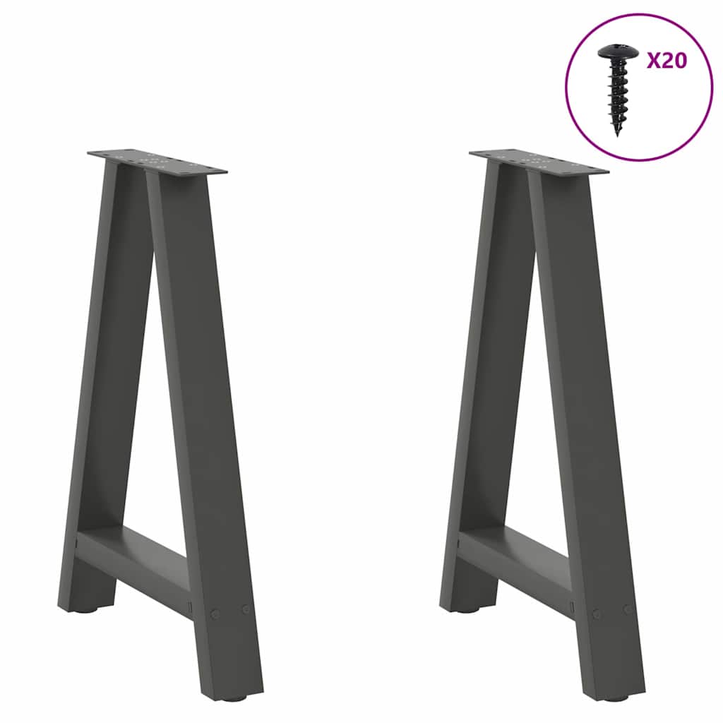 vidaXL Nogi do stołu jadalnego w kształcie litery A 2 szt. Antracyt 60x(72-73) cm Stal