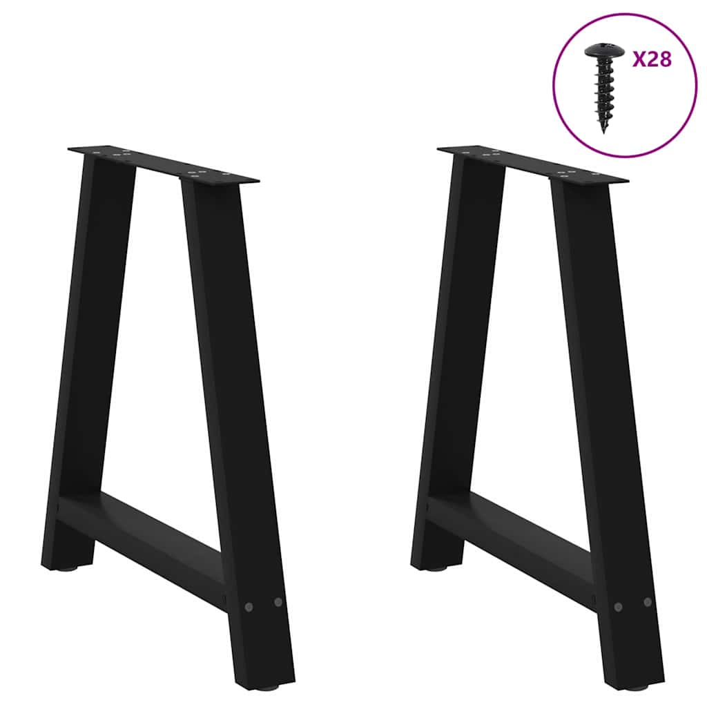 vidaXL Nogi do stołu jadalnego w kształcie litery A 2 szt. Czarne 80x(72-73) cm Stal